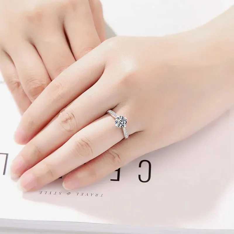 925 Sterling Silver Zircon Adjustable Engagement Rings For Women Wedding Elegant Jewelry Ladies Accories GiftsXJ250514