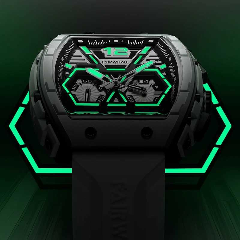 Mark Fairwhale Fashion Mens Rubber Strap Resin Case Quartz Fashion Waterproof Watch W250104