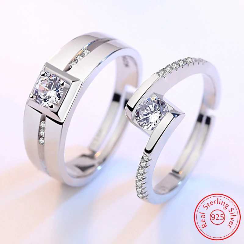 Real 925 Stelring Silver New Mans Couple Jewelry Fashion Crystal Zircon Ring For Woman XY0392XJ250104
