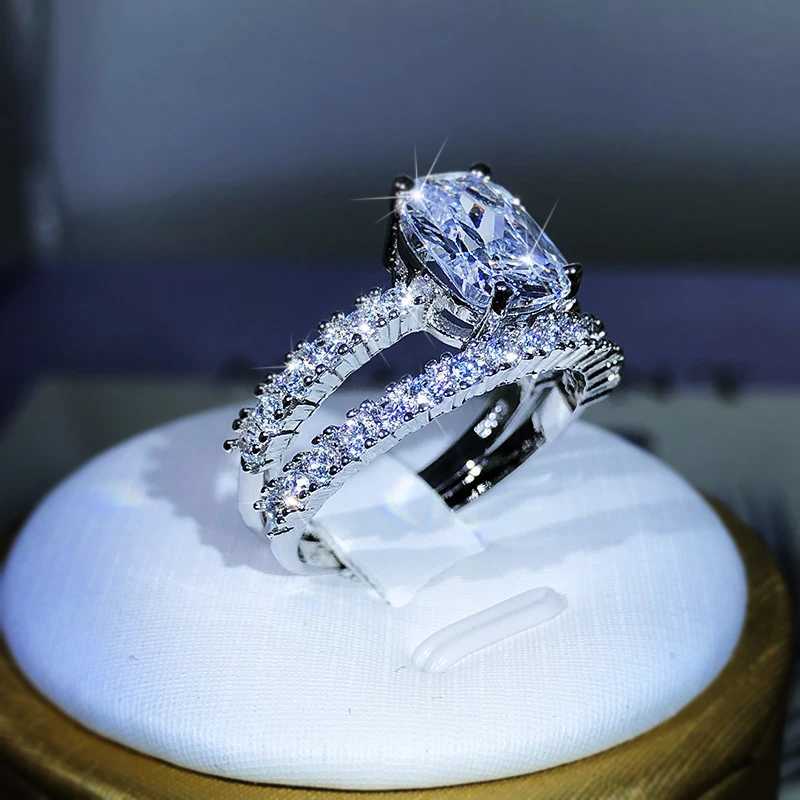 Vintage Wedding Band Engagement Ring Set Cubic Zirconia Sumulated Diamond Princ 925 Sterling Silver Ring For Comple Jewelry GXJ250104