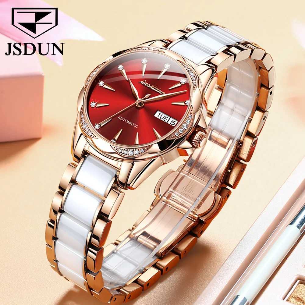 JSDUN New Trend Womens Luxury Fashion Womens Wrist Original Waterproof Ceramic Automatic Machinery W250104