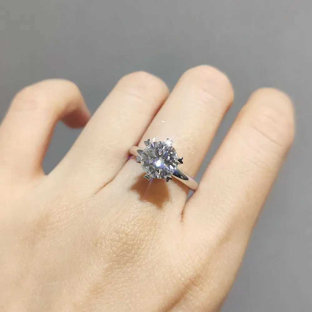 Solitaire 2ct Diamond cz Promise ring 925 sterling silver Engagement Wedding Band Rings for women Bridal Fine Party Jewelry GiftXJ250104