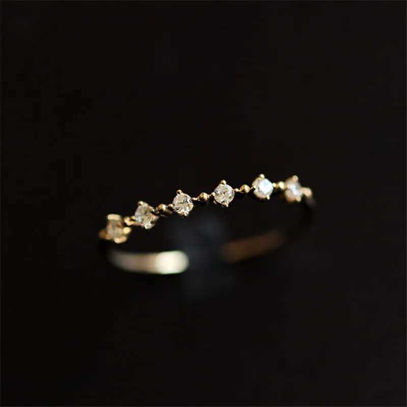 925 Sterling Silver Plating 14k Gold Fashion Simple Pav Diamond Ring Women Exquisite Sweet Wedding Jewelry AccoriesXJ250514