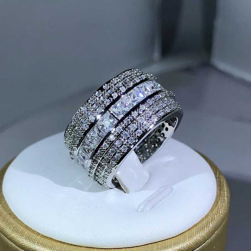 Elegant 925 Sterling Silver Exquisite White Zircon Stone Ring Finger Rings For Women Valentines Day GiftsXJ250104