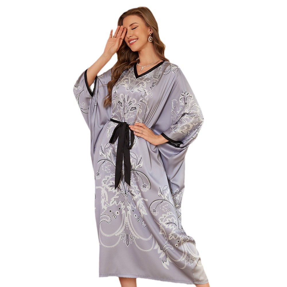 B29-Women's home clothes seamless short-sleeved trousers ice-feeling silky suit printed thin pajamas can be worn outside in summer