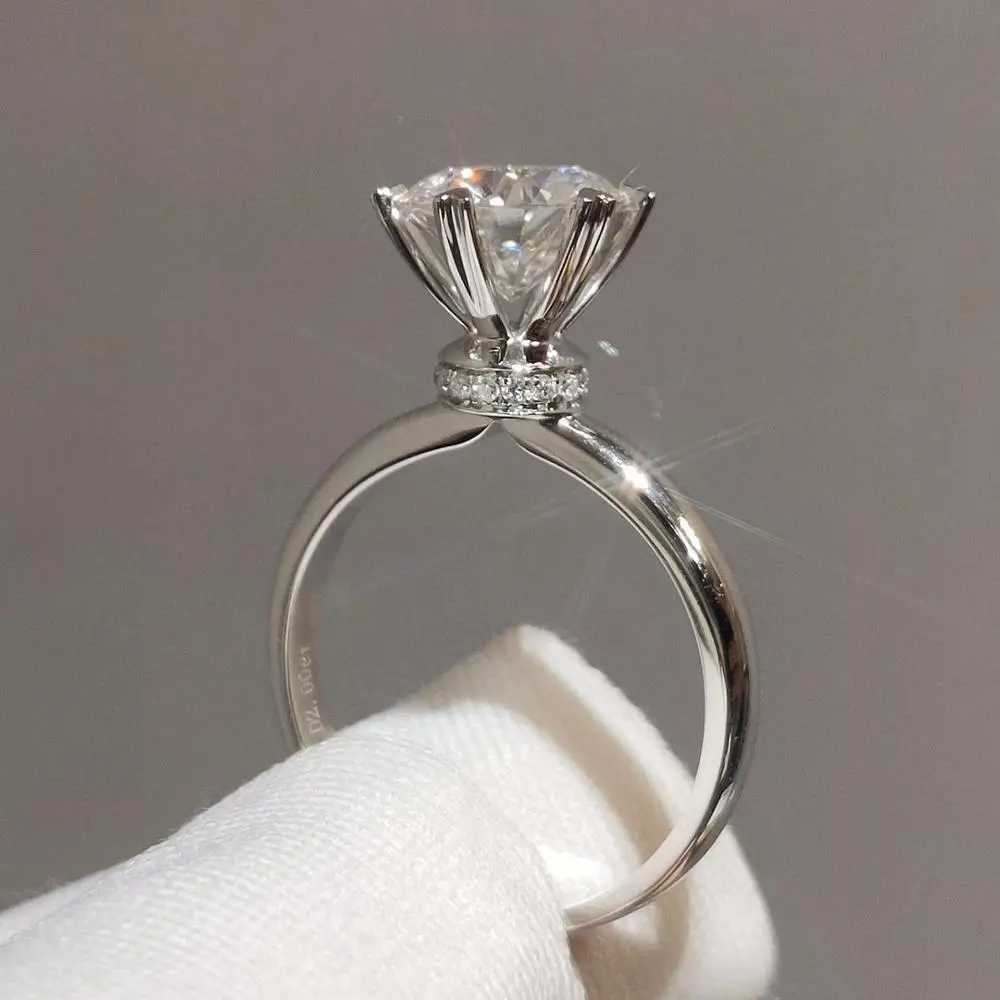 Solitaire 2ct Diamond cz Promise ring 925 sterling silver Engagement Wedding Band Rings for women Bridal Fine Party Jewelry GiftXJ250104