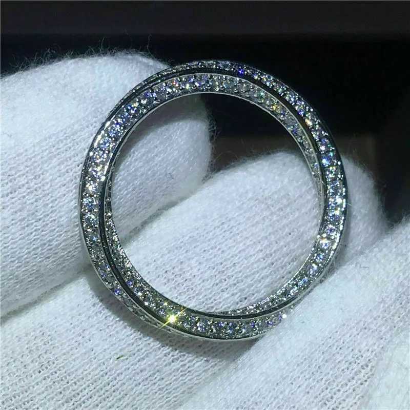 925 Sterling Silver Classic Band Wedding Ring for Women Micro Paved Small Round CZ Stone Simple Marriage JewelryXJ250514