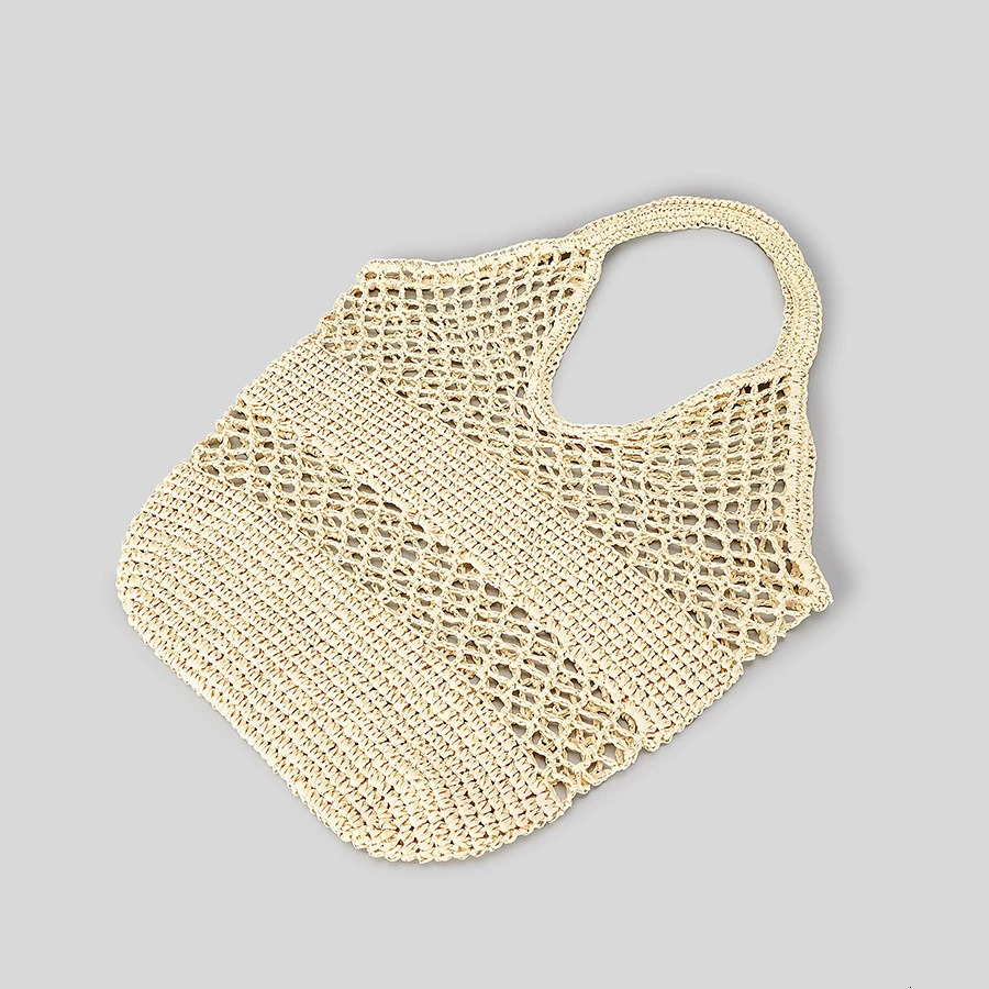 Casual Hollow Straw Women Shoulder Bags Paper Woven Lady Handbags Handmade Summer Beach Large Tote Bag Big Shopper Purses 250102