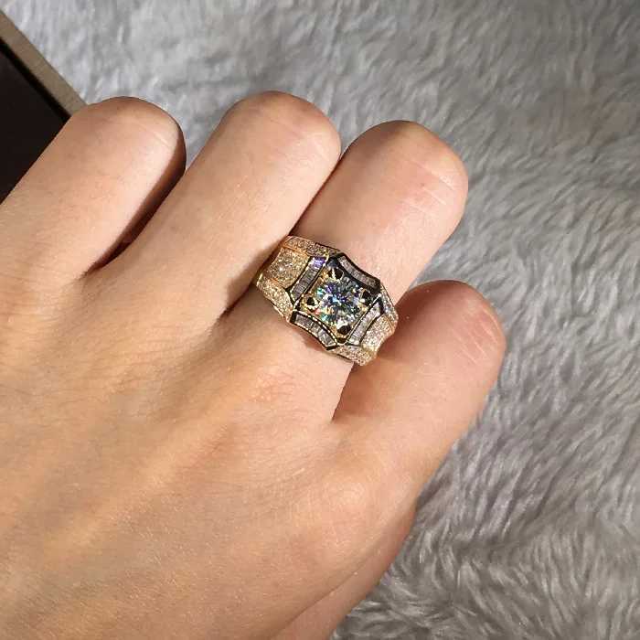 14K Gold 3 Carats Diamond Ring for Men Rock 14k Gold Jewelry Anillo Esmaltado Silver 925 Jewelry Bague Diamant Bizuteria RingsXJ250104