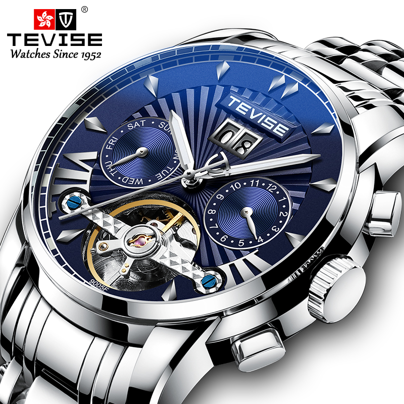 TEVISE Mechanical Watch Fashion Trendsetter Mens Automatic Wristwatch Luminous Waterproof Watch T026- T9005F