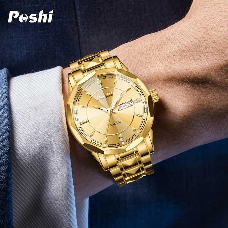POSHI 983 Mens Wrist Busin Quartz Original Brand Date Week Luxury es Life Waterproof W250104