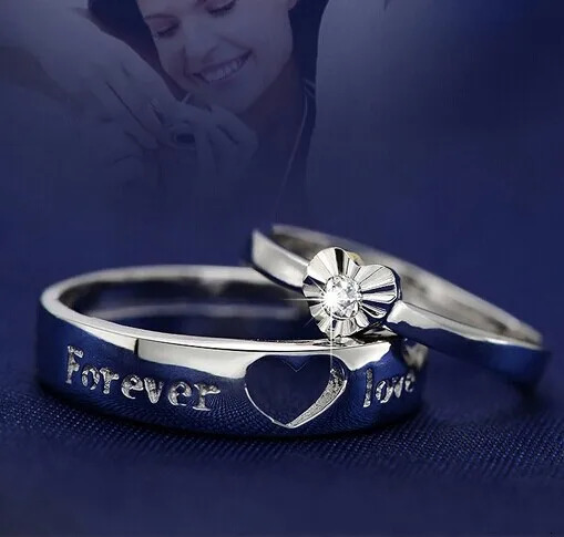 n Letter Party Eiffel Tower Heart Shaped Diamond Engagement Proposal Couple Open Ring 250103