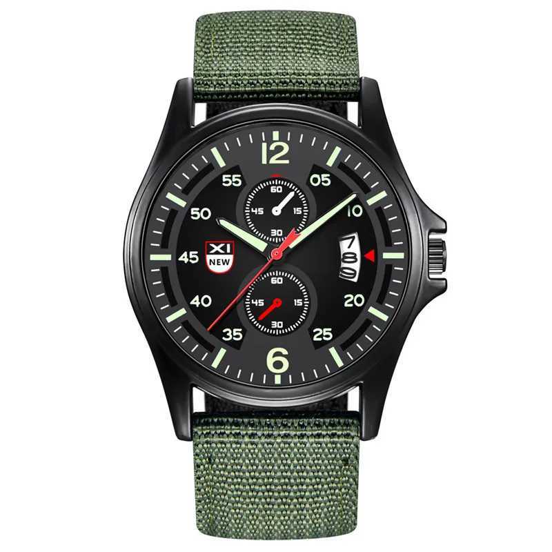 Mens Original XINEW Brand Student Fashion Nylon Band Simple Sports Military Date Quartz Wrist Relogio Masculino W250104