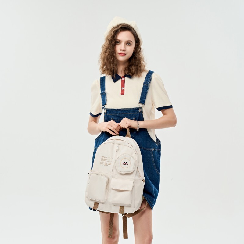 2023 New Small Fresh Korean Edition Cute Student Female Canvas Travel Backpack