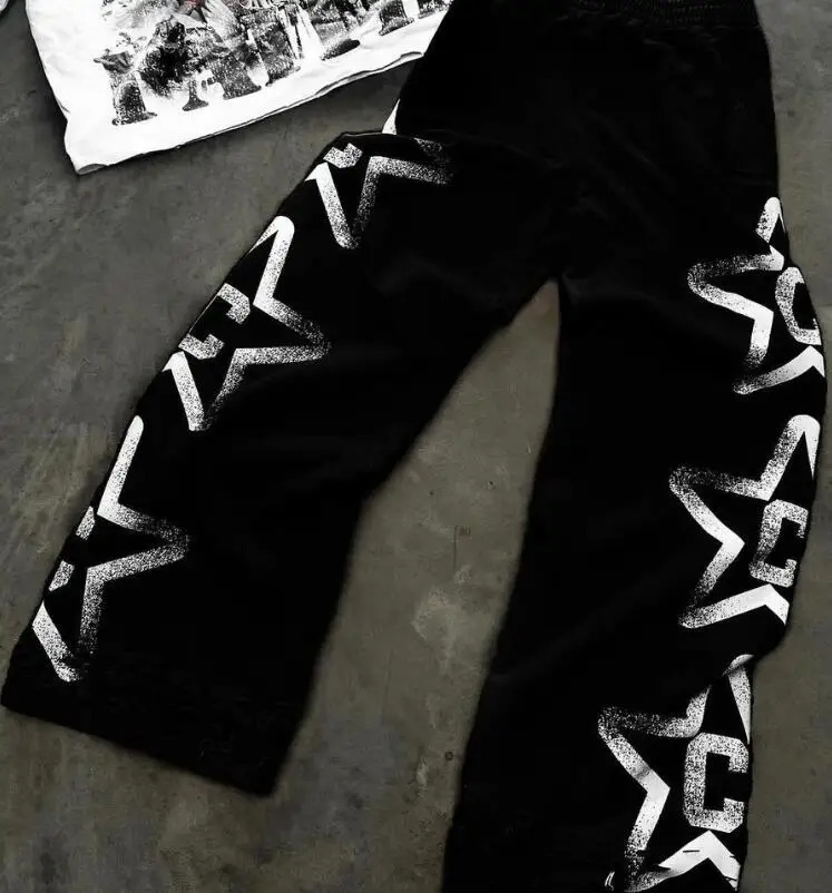 Casual Harajuku Simple Y2K Street Sports Pants Personalized Pattern Slow Running Solid Color High Waist Couple Retro Loose Pants 250103