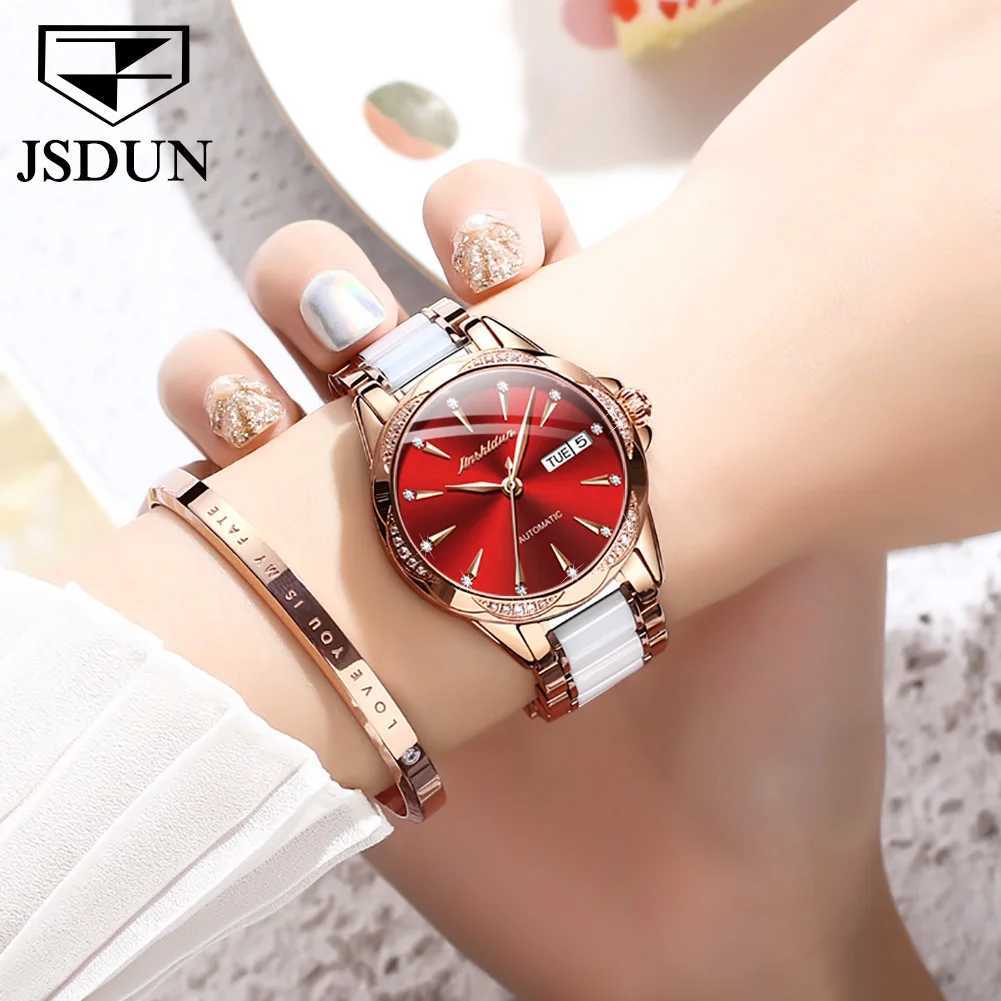JSDUN New Trend Womens Luxury Fashion Womens Wrist Original Waterproof Ceramic Automatic Machinery W250104