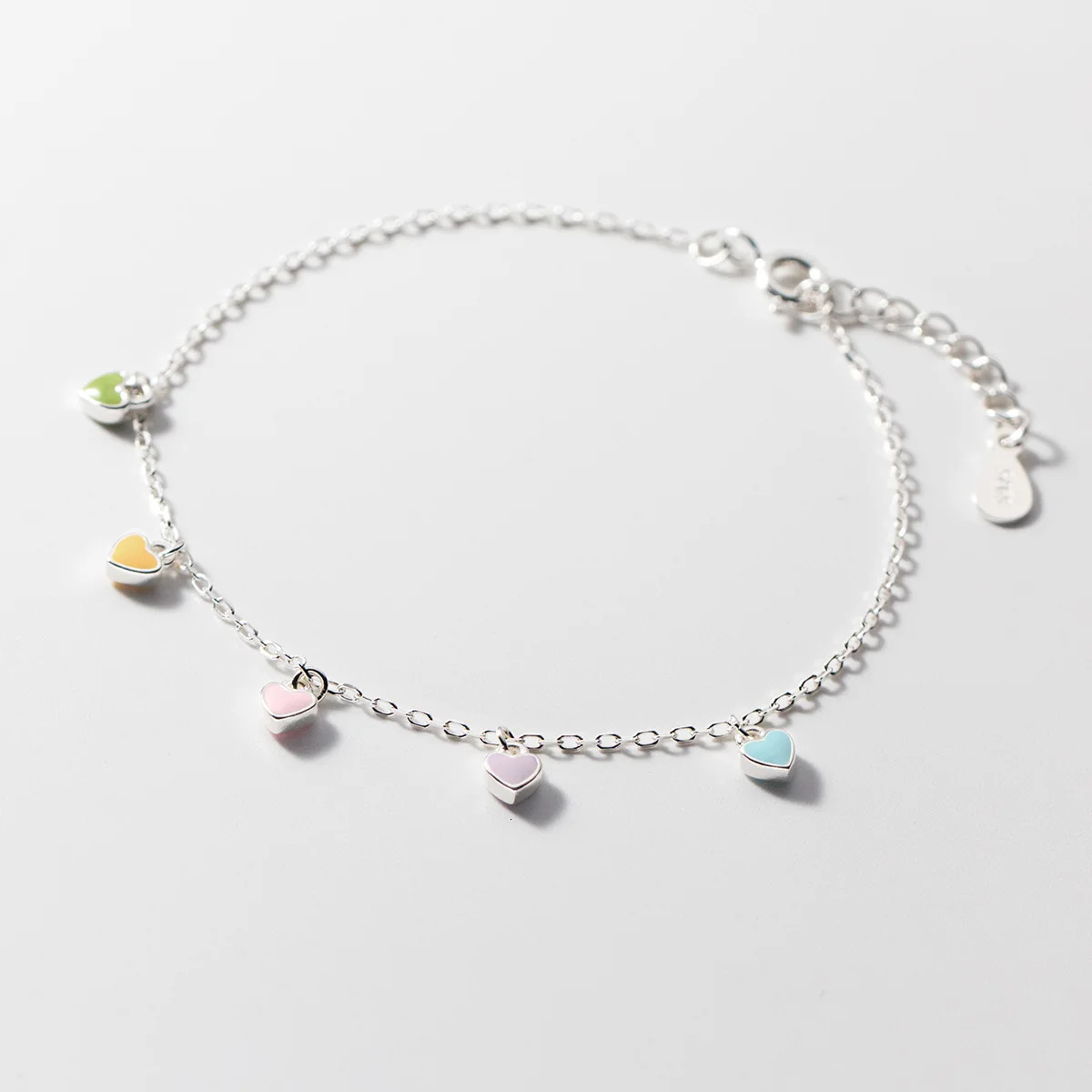 TOYOOSKY 100% 925 sterling silver colored dropper love bracelet sweet and fresh womens gift jewelry accessories 250102