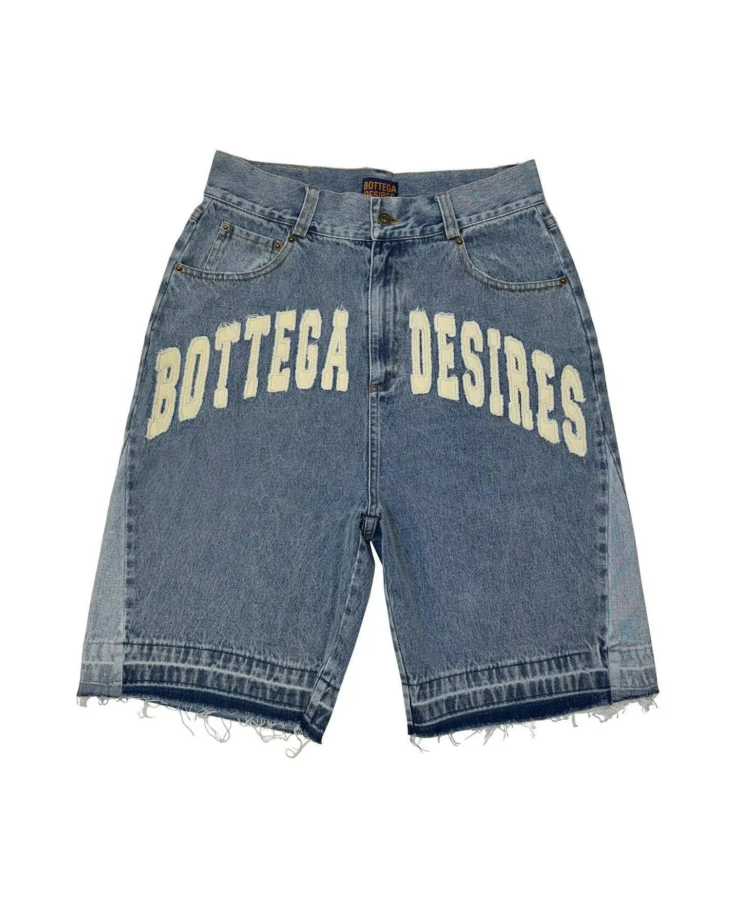 Personalized Embroidery Patchwork Tassel Casual Loose for Men Distressed Washed Denim Shorts American Retro Street Pants Y2k 250103