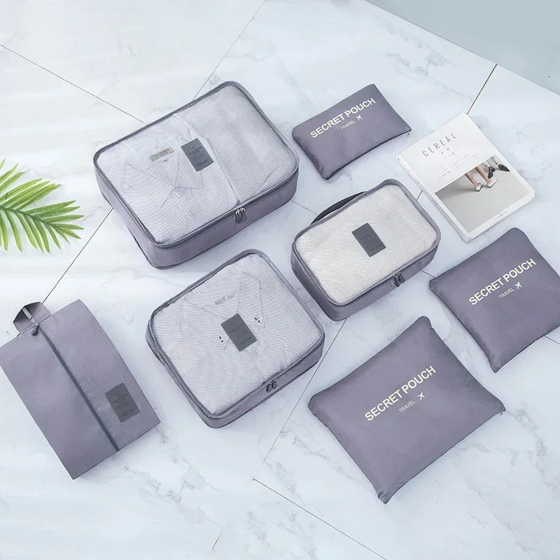 6pcs Travel Organizer Storage Bags Portable Suitcases Waterproof Luggage Packing Bag Wardrobe Clothes Shoes 241226