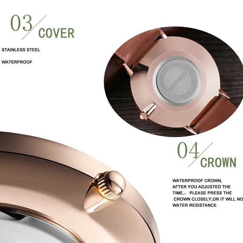 Hannah Martin Brand Jan Quartz Mens Waterproof Watch Fashion Luxury Ultra Thin Leather Creative Mens Watch W250104