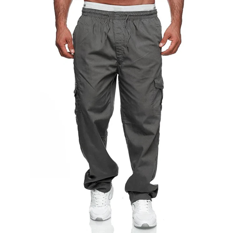 Spring Autumn Fashion Cargo Pants Men Casual Multi Pocket Drawstring Trousers Loose Straight Tube Household All-match Pants 250102