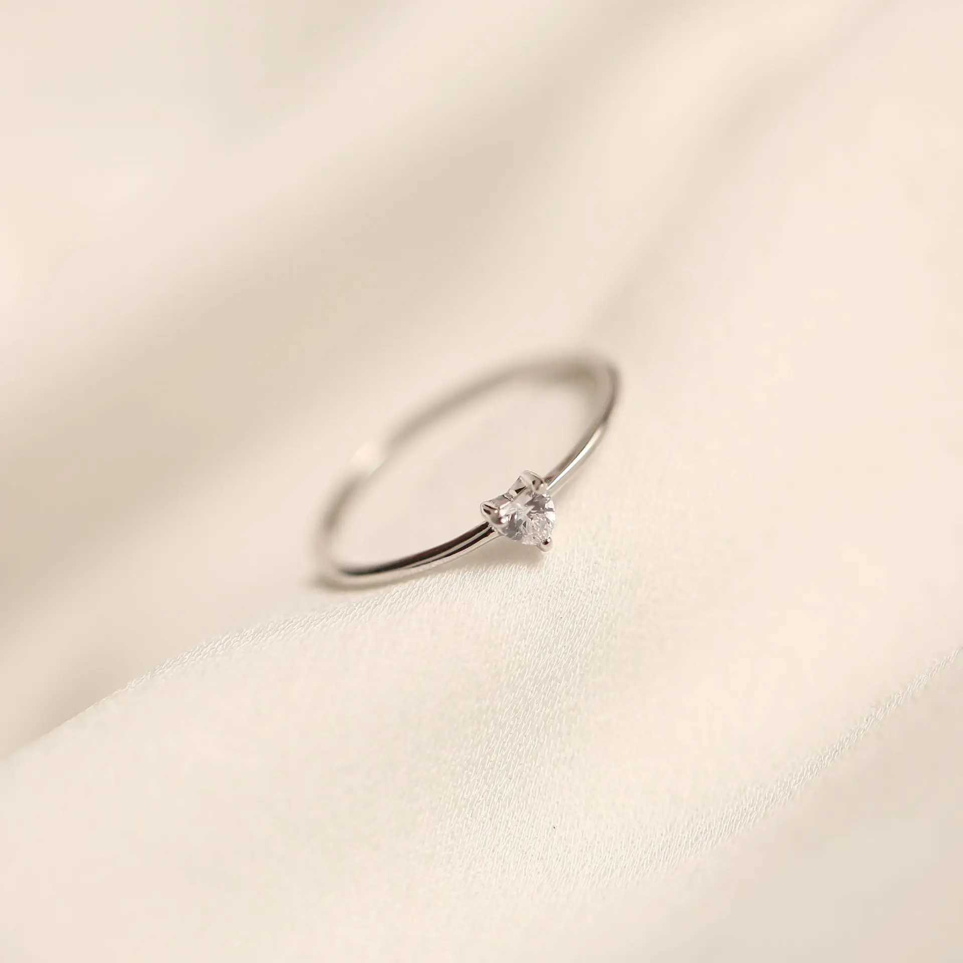 925 Sterling Silver Plated 14K Gold Exquisite Inlay Zircon Heart Ring for Women Simple Temperament Wedding Party JewelryXJ250104
