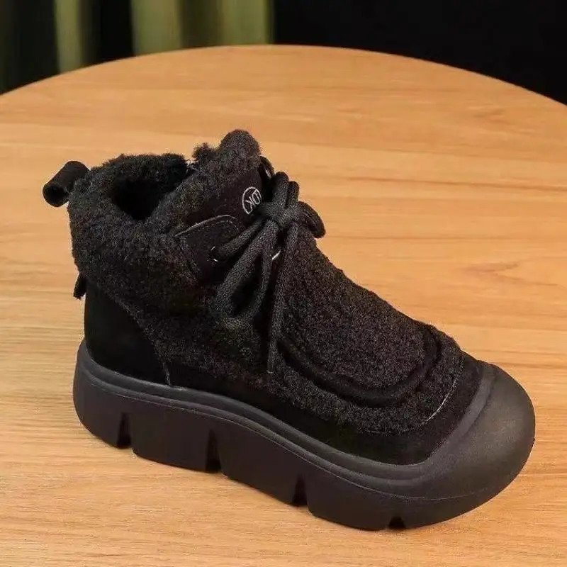 Winter Woman Shoes High Top Sneakers for Winter 2024 Velvet Fur Warm Padded Shoes Female Ankle Snow Boots 250103
