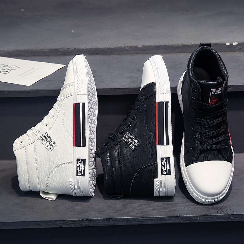 Men's Skateboarding High Top Sneakers Bre athable White Sports Students Street Walking Shoes Chauss ure Homme