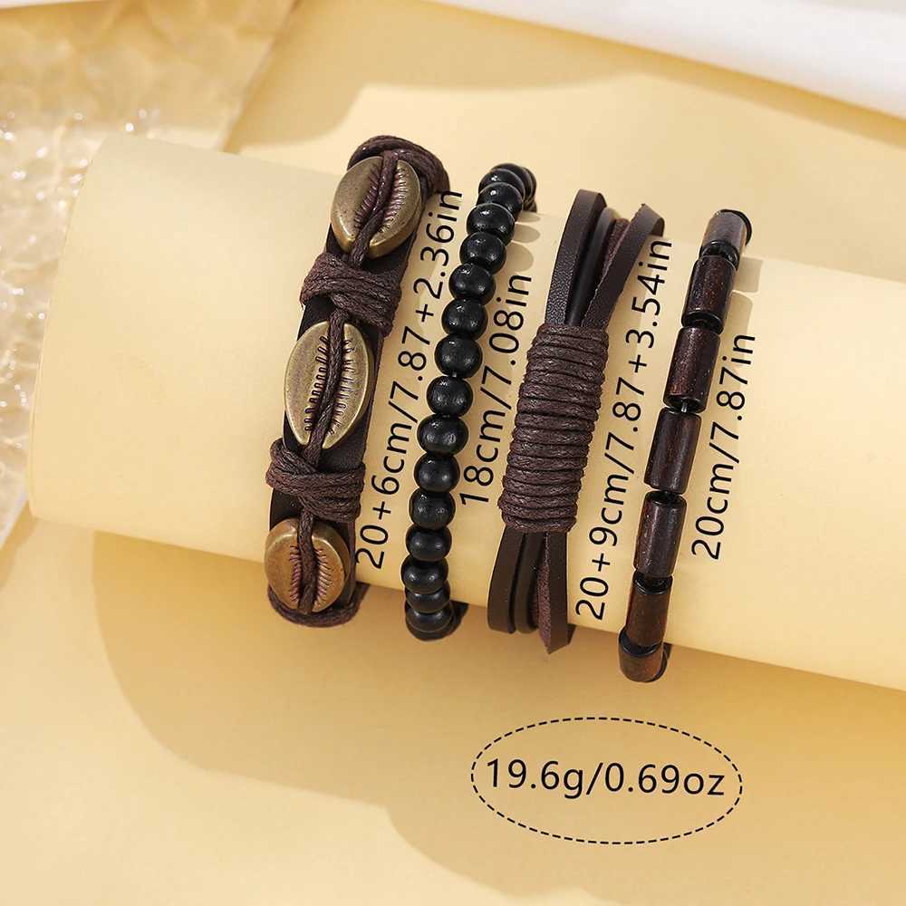 5-piece set of fashionable mens sports bracelet mens retro large dial quartz wrist classic mens casual brown leather W250104