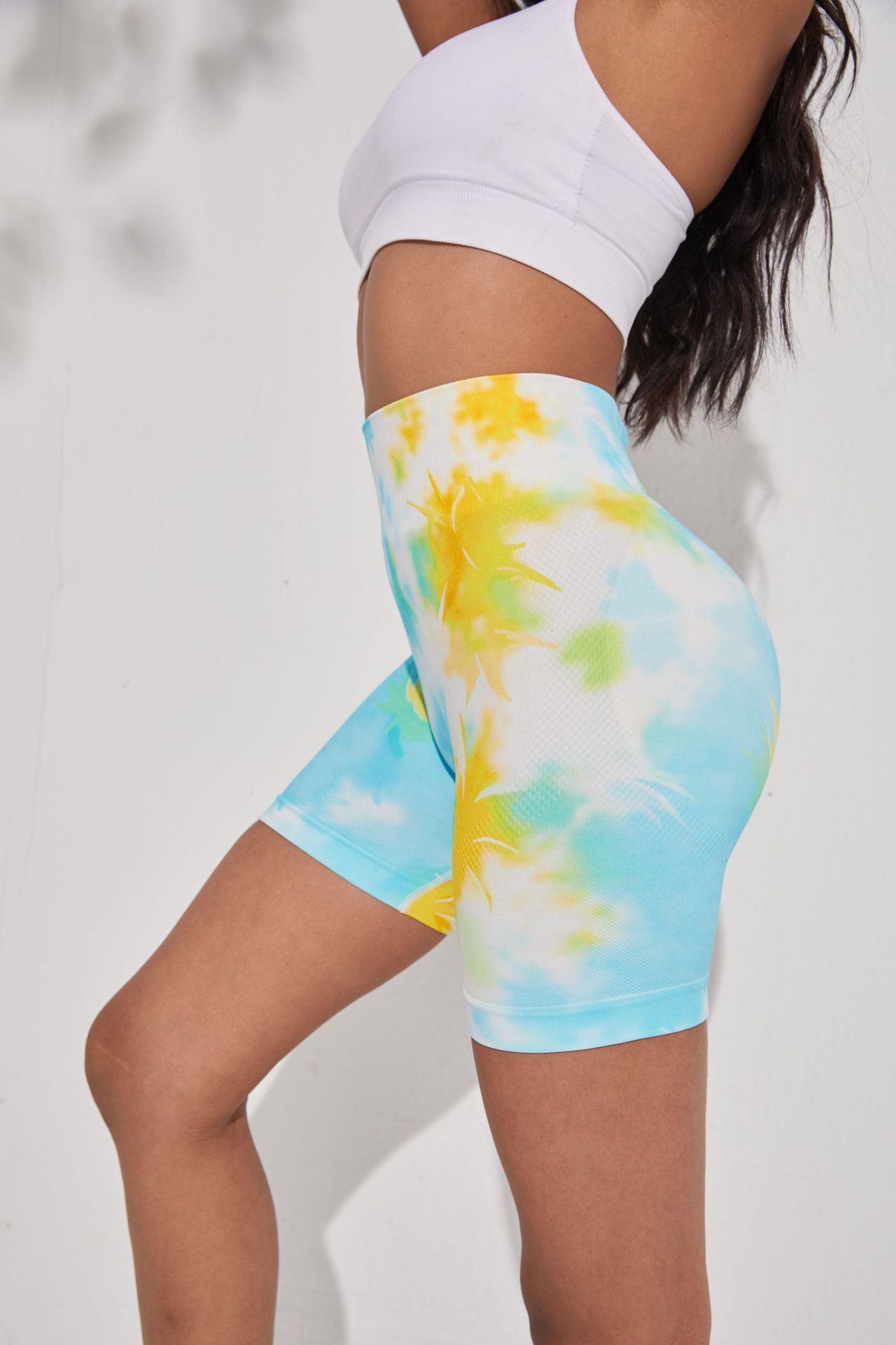 Tie-Dye Seamless Fiess Pants Women's High Waist Hip Lift Sports Tight Running Sexy Peach Gym Yoga Shorts