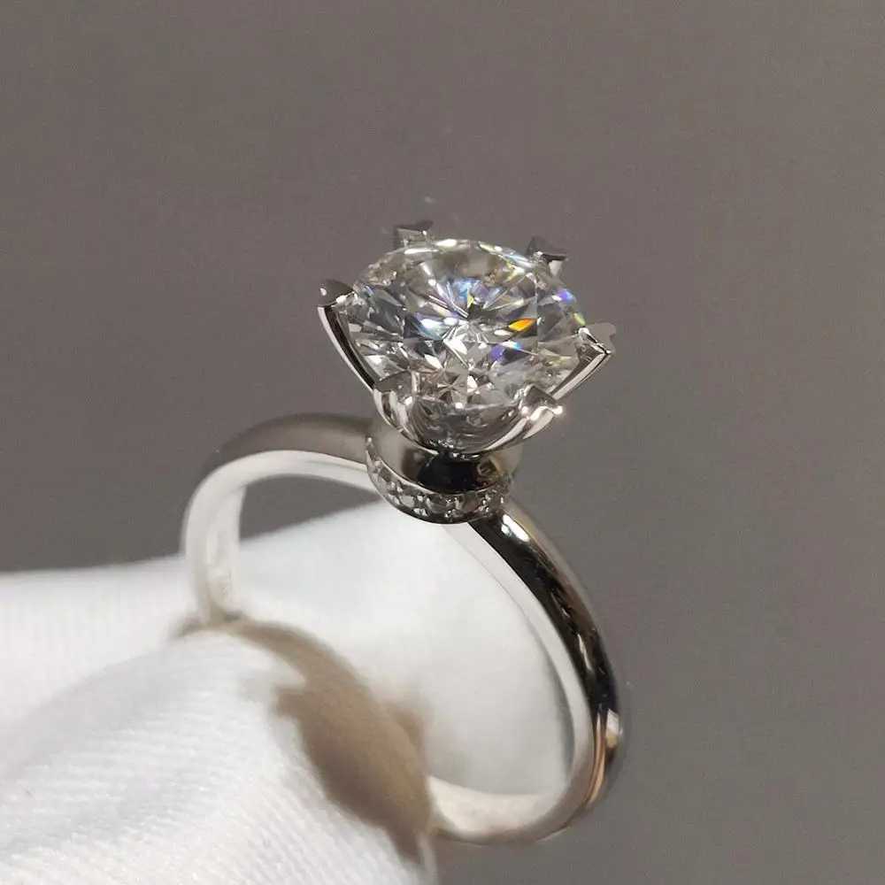 Solitaire 2ct Diamond cz Promise ring 925 sterling silver Engagement Wedding Band Rings for women Bridal Fine Party Jewelry GiftXJ250104