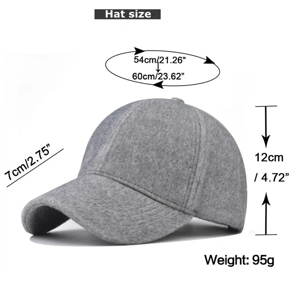 FS Cashmere Baseball Cap For Men Gray Warm Winter Plush Women Caps Outdoor Windproof Trucker Hats Casquette Femme 241230