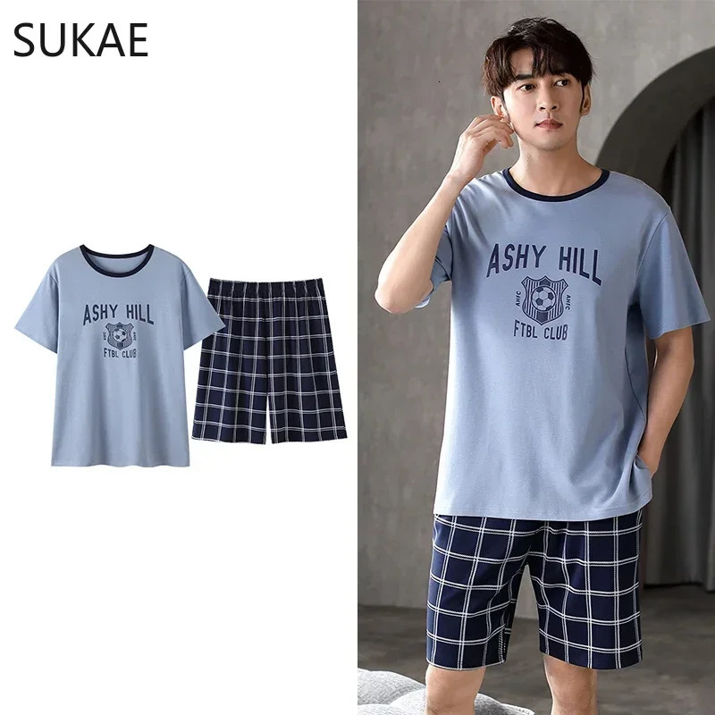 Big Size 4XL Summer Shorts for Young Men Cotton Sleepwear Raglan Leisure Pajamas Boy Fashion Loungewear Pijamas Teenager 250103
