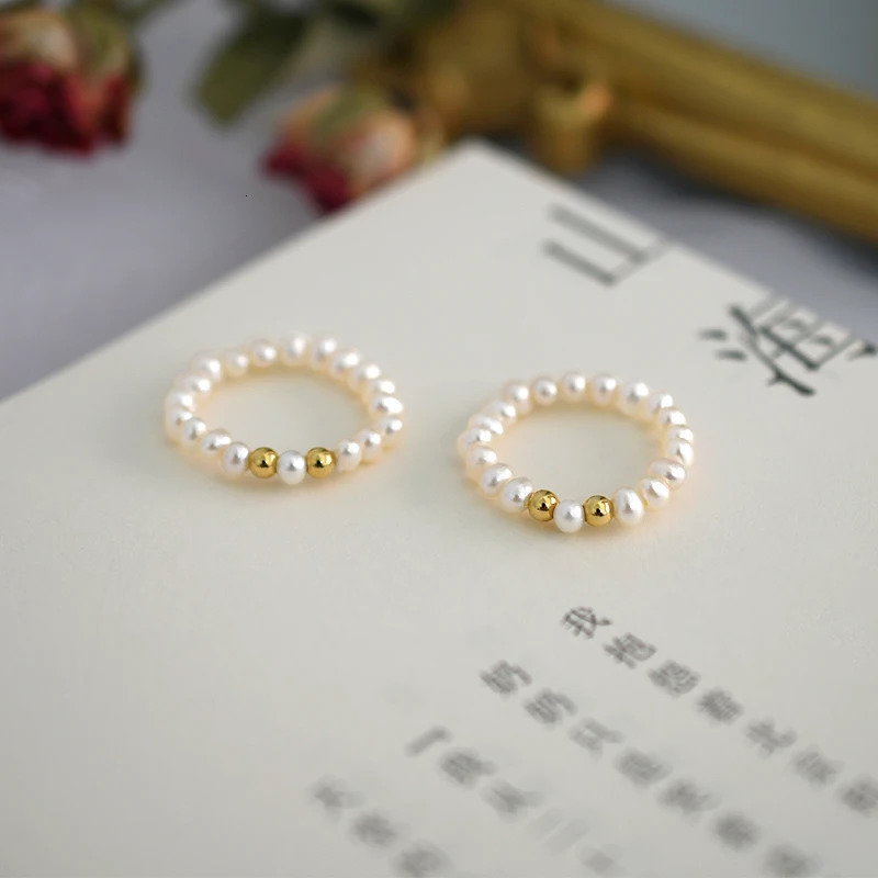 ASHIQI Fashion 3-4mm Mini Small Natural Freshwater Pearl Couple Rings Real 925 Sterling Silver Jewelry for Women Gift 250103