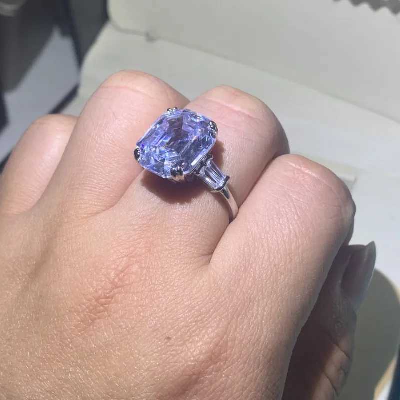US Size 5-10 Stunning Luxury Jewelry 925 Sterling Silver Asscher Cut White Topaz Large CZ Diamond Women Wedding Band Ring GiftXJ250104