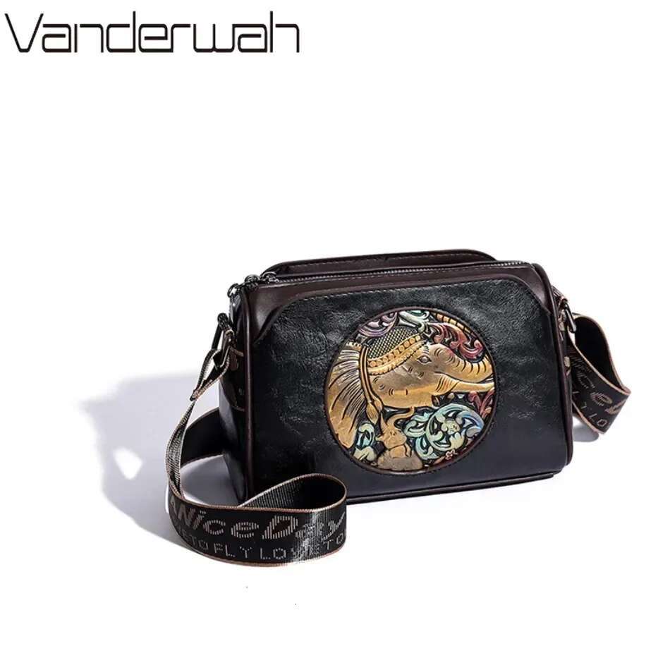 New Women s Shoulder Bag Brand Elephant Embroidery Women s Crossbody Bag Wallet High Quality Leather Girls Cushion Bag bag