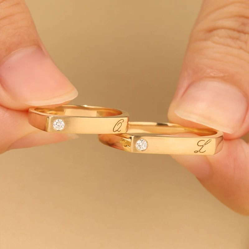Customizable carving 18K/14K/10K Gold PT950 Platinum Diamond Couple Rings Cherished Wedding/Engagement Gift 250103
