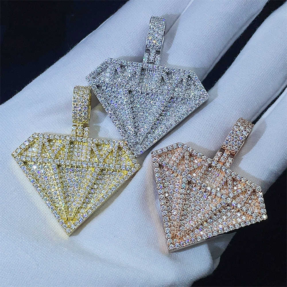 Diamonds VVS Moissanite S925 Pendant Necklace Iced Out Necklaces For Men Pass Diamonds Tester Moissanite Pendant Necklaces GRA