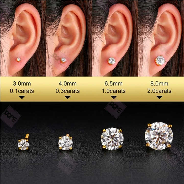 Bling Earrings Triple Color Sier Iced Out Cluster Halo VVS Moissanite Stud Earring