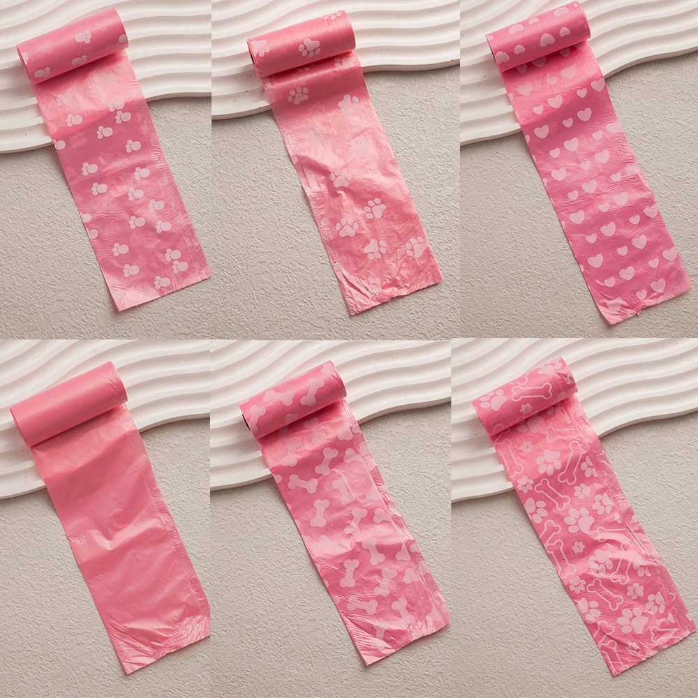 10 Rolls/Pack Pink Series Disposable Leak-Proof Dog Poop Bags Outdoor Clean Waste Bags for Puppy Products Pet Cleaning SuppliesXJ250104