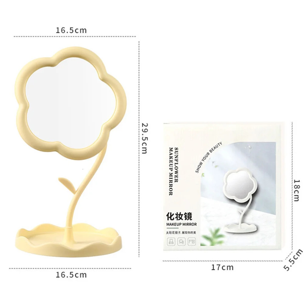 Desktop Sunflower Style Makeup Mirror For Girls Dressing Hanging Jewelry Beauty Mirror For Bedroom Dormitory Dressing Mirror 250103