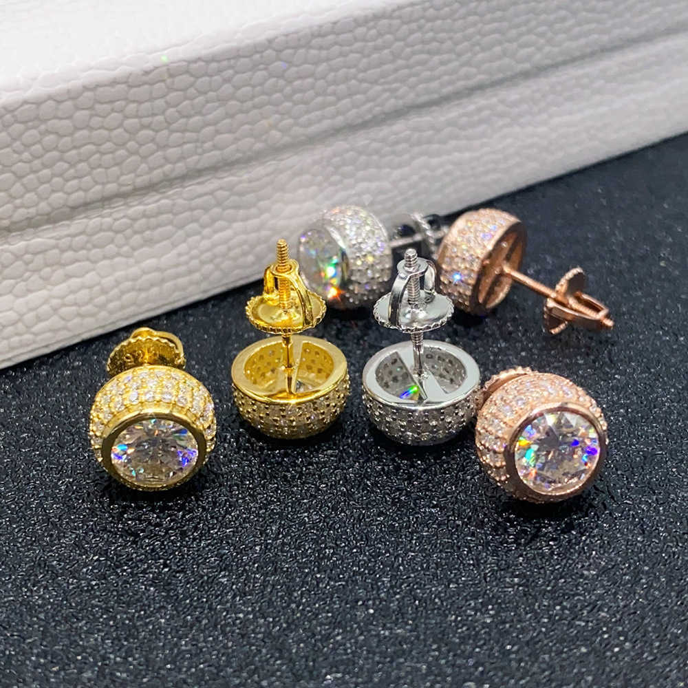 6mm Moissanite Earrings For Women Iced Out Ear Studs Pass Diamonds Tester Hip Hop Jewelry With GRA Fashion Earrings Women
