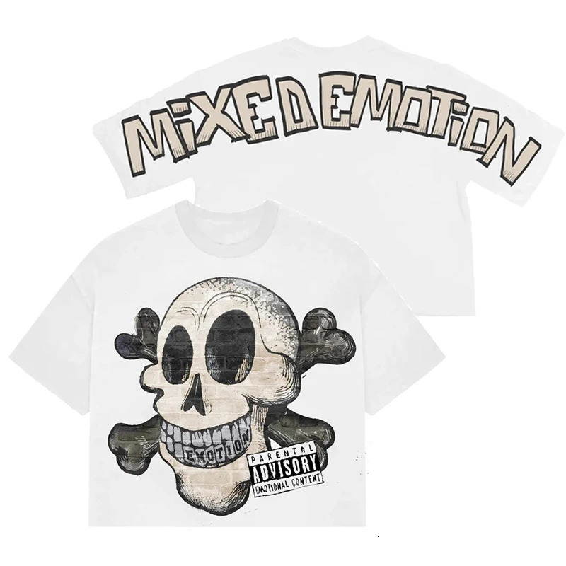 Loose casual cartoon monster graphic T-shirt Y2K Harajuku hip-hop oversized short sleeved mens gothic top 250103