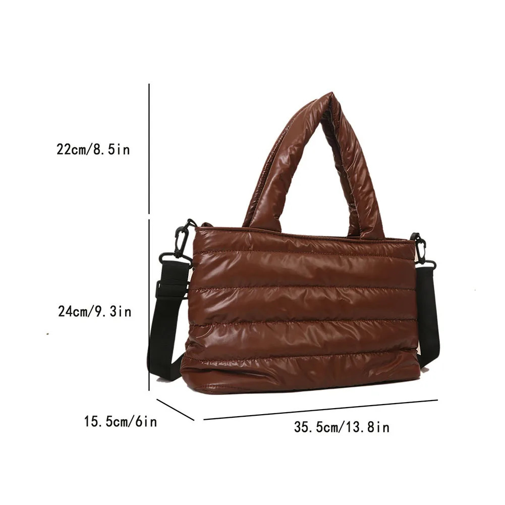 Womens Puffer Tote Bag Quilted Shoulder Bag Lightweight Autumn Winter Puffy Handbags Cross Body Large Padded Shopping Bag 250102