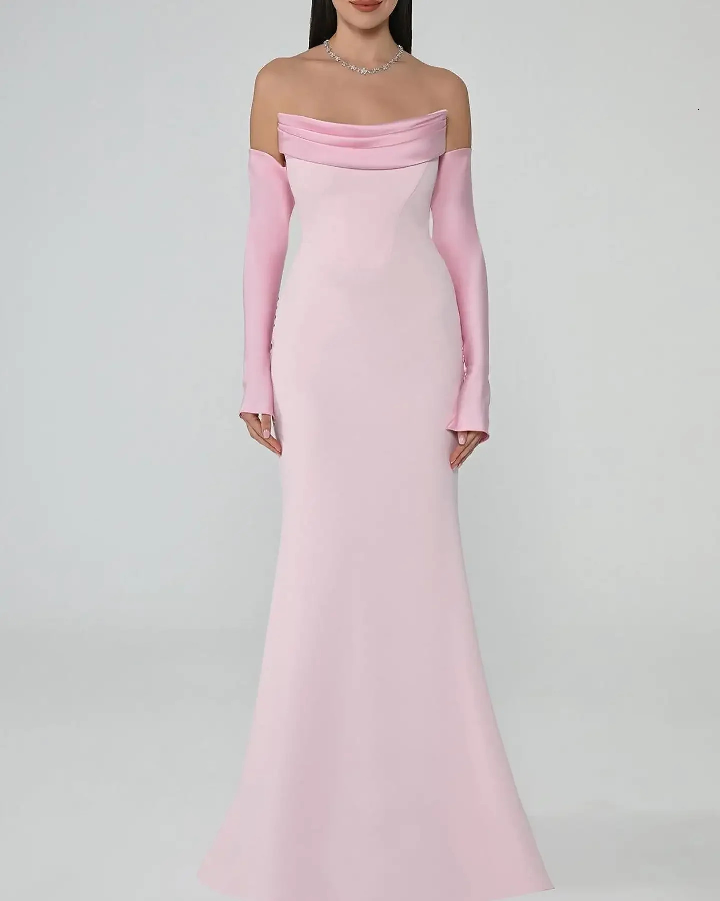 Customized Elegant Pink Ball Dress Womens Shoulder Simple Party Evening Dress Floor Length Special Occasion Dress 250103