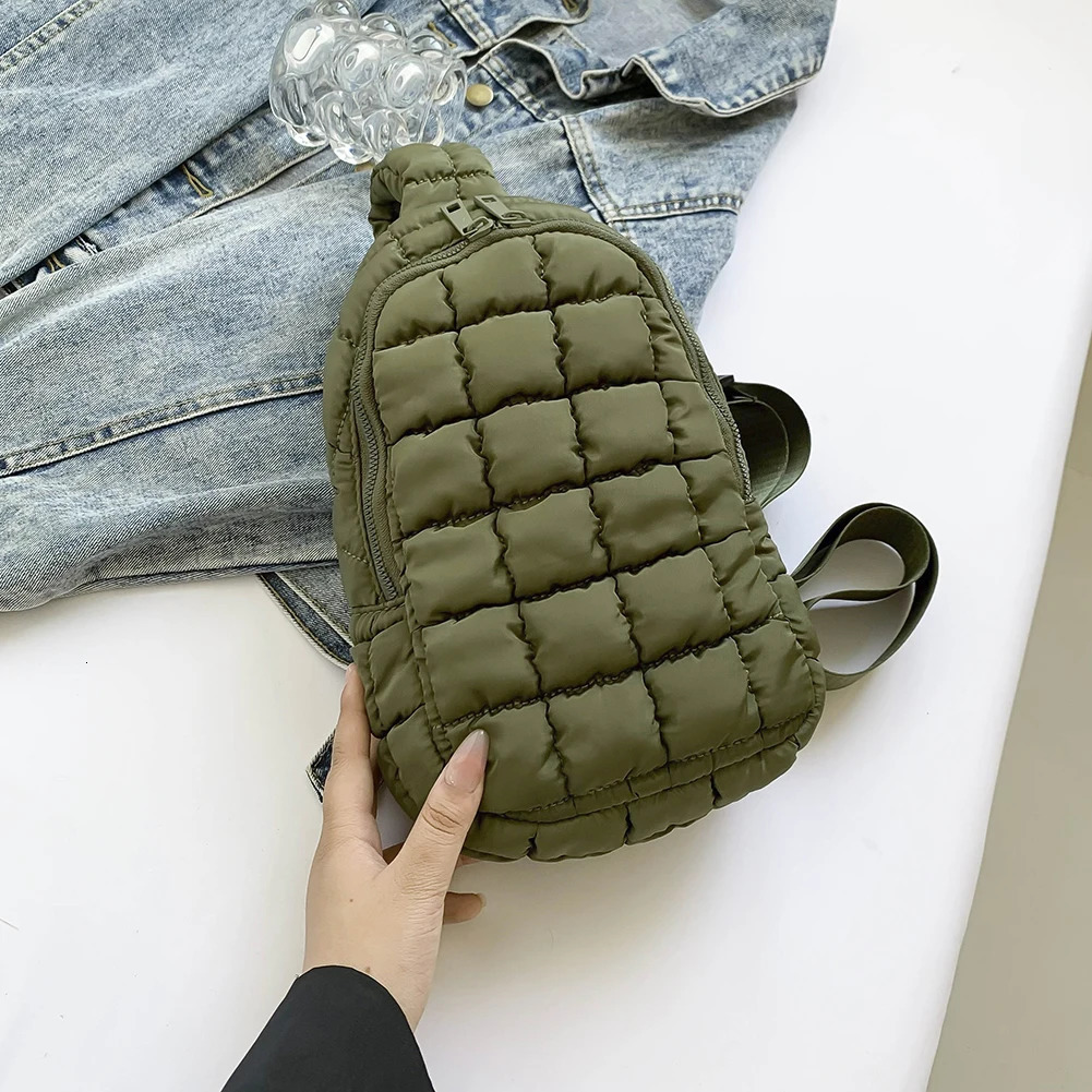 Women Quilted Chest Bag Cloud Waist Bag Adjustable Strap Puffer Crossbody Sling Bag Casual Waist Pack Outdoor Travel Bag 250103