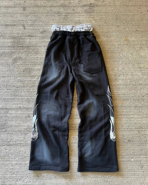 Y2k sports pants retro Harajuku Gothic letter patch double-layer loose elastic waist jogging casual pants 250103