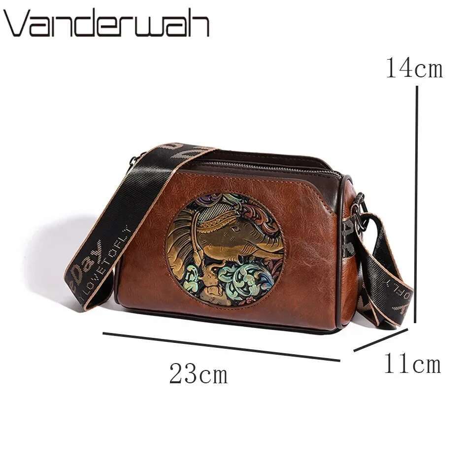 New Women s Shoulder Bag Brand Elephant Embroidery Women s Crossbody Bag Wallet High Quality Leather Girls Cushion Bag bag