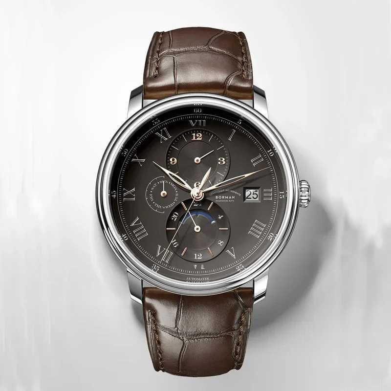 Mens retro mechanical automatic ES 316L stainless steel mens ES multifunctional spherical glass waterproof ES W250104