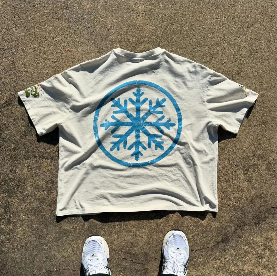 American Graffiti Earth Letter Pattern Printed T-shirt Mens Summer Loose Cotton Short Sleeve Street Y2K Womens Top 241230